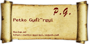 Petko Györgyi névjegykártya